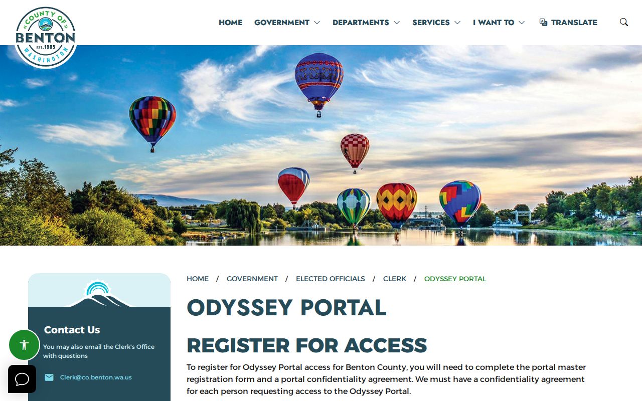 Benton Clerk Odyssey registration and document warning