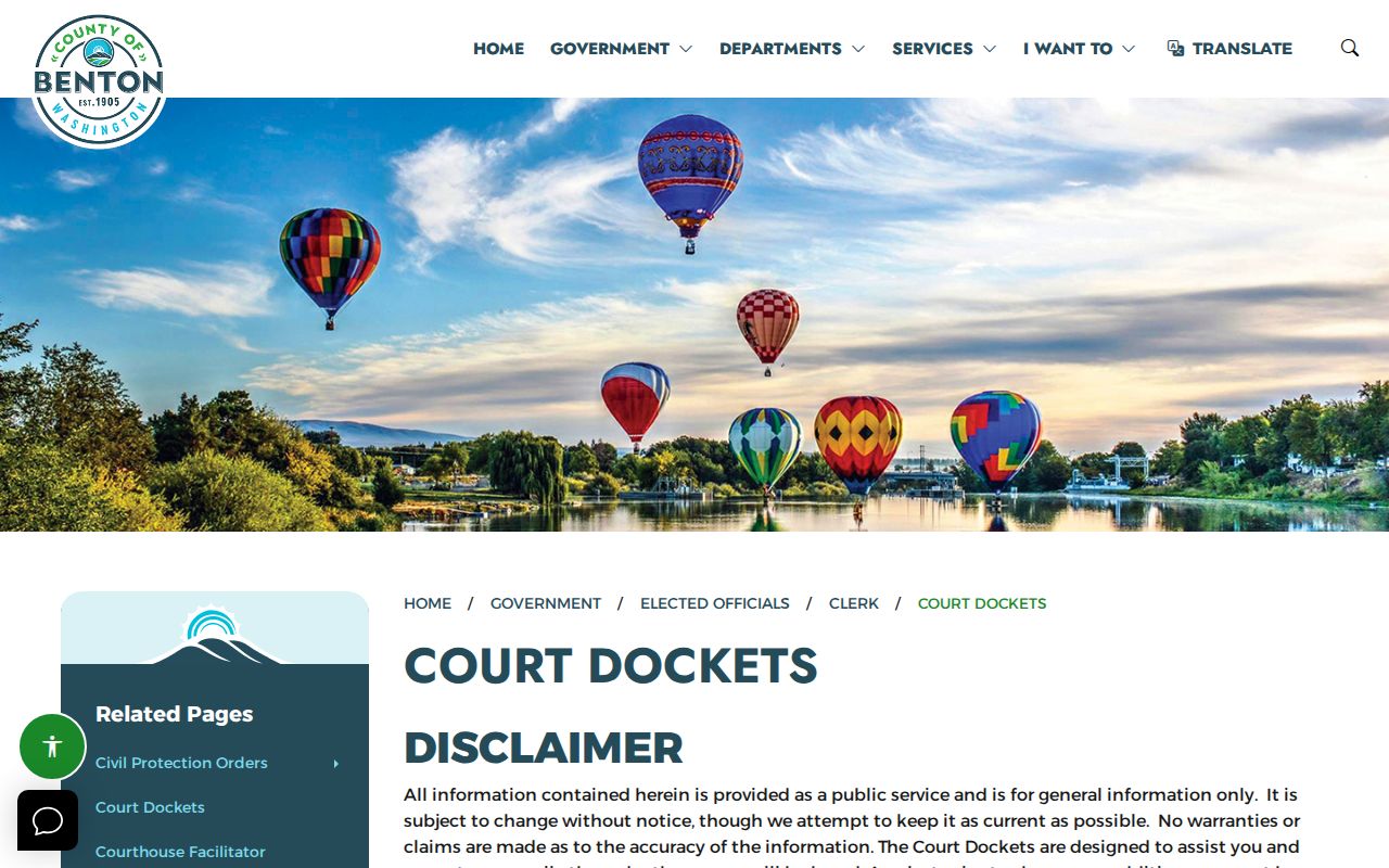 Benton County public criminal docket categories