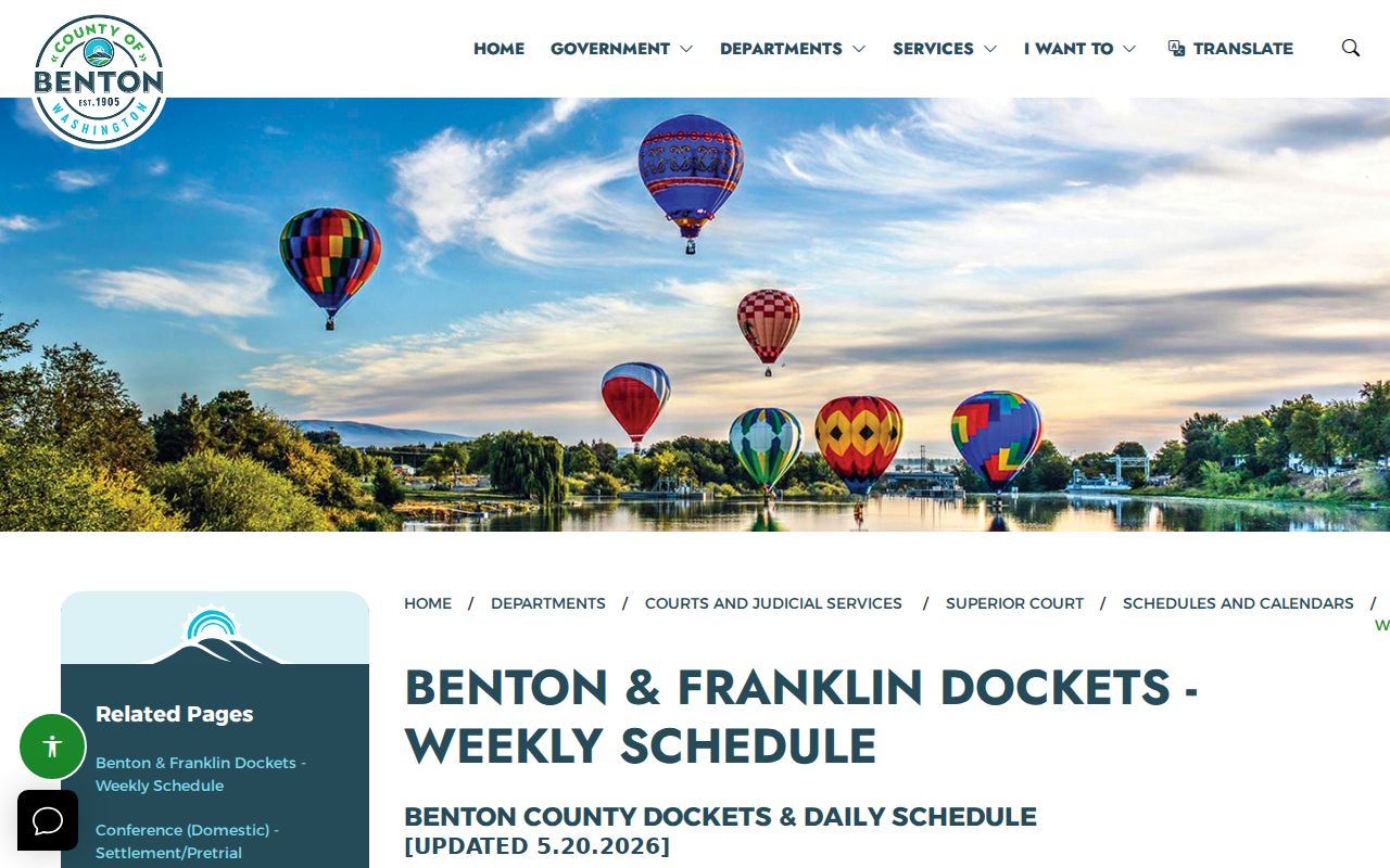 Benton Superior weekly criminal docket schedule