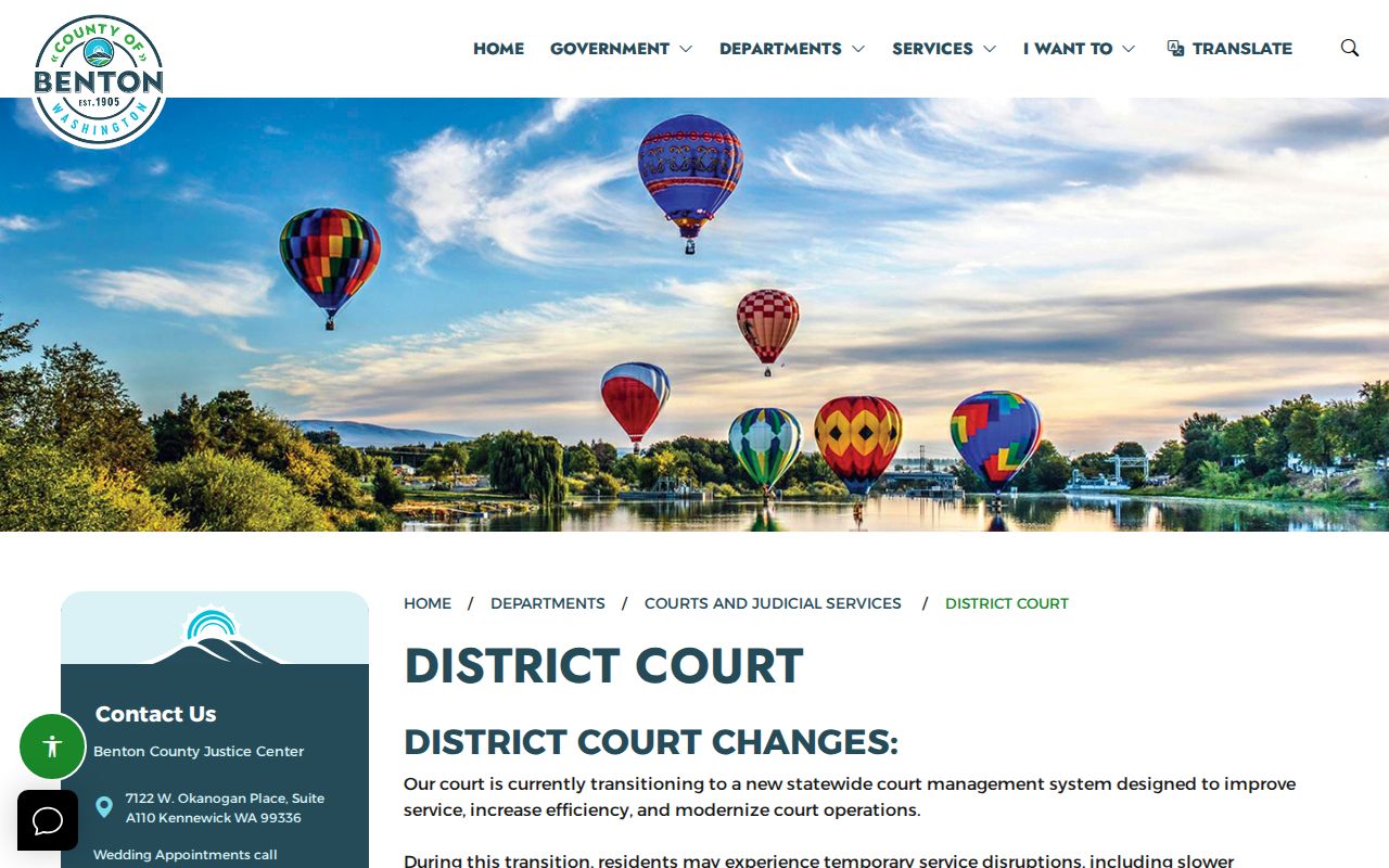 Benton District Court civil jurisdiction and system transition notice